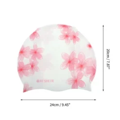 Unique Bargains Silicone Waterproof Cherry Blossoms Swim Cap Pink White 1 Pc -Outdoor Sports Series GUEST a97e8e9c 3ec8 4f2e bf00 85a77d2b041f