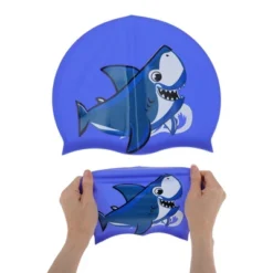 Unique Bargains Kid's Silicone Shark Pattern Swim Cap Blue 1 Pc -Outdoor Sports Series GUEST aeaec8ee 5a63 40ec 93af 71abb6af4354