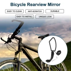 Bike Rearview Mirror 11.2x4.5cm Adjustable | Front Left Riding Mirror Black With Mounting Accessories For Bicycle Mountain Road Bike 1 Set