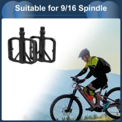 Unique Bargains Cycling Bike Pedal 9/16" Spindle Aluminum Alloy For Road Mountain BMX MTB Bike Black