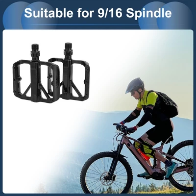 Unique Bargains Cycling Bike Pedal 9/16" Spindle Aluminum Alloy For Road Mountain BMX MTB Bike Black 1 Unique Bargains Cycling Bike Pedal 9/16" Spindle Aluminum Alloy For Road Mountain BMX MTB Bike Black