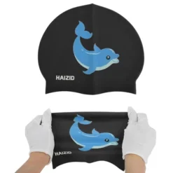 Unique Bargains Kid's Silicone Cartoon Dolphin Swim Cap 1 Pc -Outdoor Sports Series GUEST b26d73d0 4a1c 43ba 9554 87a2c8c192e1