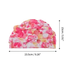 Unique Bargains Polyester Flower Pattern Swim Cap 5.91"x9.25" Pink White 1 Pc -Outdoor Sports Series GUEST b4506fa8 6842 49a2 ad02 38fa7c604dbd