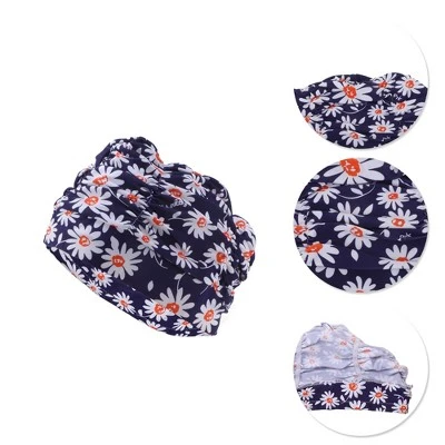 Unique Bargains Polyester Sunflower Pattern Swim Cap 5.91"x9.25" Navy Blue White 1 Pc 2 Unique Bargains Polyester Sunflower Pattern Swim Cap 5.91"x9.25" Navy Blue White 1 Pc - Image 2
