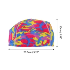 Unique Bargains Polyester Camouflage Pattern Swim Cap 5.91"x9.25" Red Blue Yellow 1 Pc -Outdoor Sports Series GUEST b940c584 bbf0 4139 8648 7738545452e4