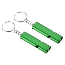 Unique Bargains Double Tubes Loud Aluminum Whistle With Lanyard Keychain 2 Pcs -Outdoor Sports Series GUEST b9b16c85 67af 4a07 8437 3265f9414dde