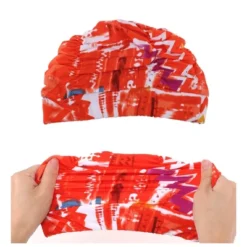 Unique Bargains Polyester Mountain Peaks Pattern Swim Cap 5.91"x9.25" Orange 1 Pc -Outdoor Sports Series GUEST bbb1c87c af5a 4c39 9e60 fb5e50655a8c