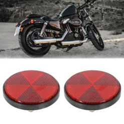 Unique Bargains M6x1.0 Red Universal Screw Mount Round Warning Reflector For Motorcycle