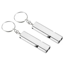 Unique Bargains Double Tubes Loud Aluminum Whistle With Lanyard Keychain 2 Pcs -Outdoor Sports Series GUEST bd8dc500 49be 4fac 90b3 2a4442c20f42