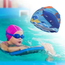 Unique Bargains Kid's Polyester Cartoon Whale Swim Cap 1 Pc