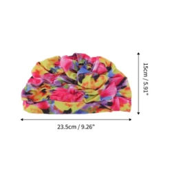 Unique Bargains Polyester Elasticity Flower Pattern Swim Cap 5.91"x9.25" Blue Yellow Pink 1 Pc -Outdoor Sports Series GUEST c4788587 5b76 4350 9146 9cd88c6d562c
