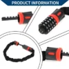 Unique Bargains Security Chain Combination Padlock Resettable 5 Digit Bike Lock Black Red 23.62"