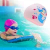 Unique Bargains Kid's Silicone Mermaid Pattern Swim Cap Light Pink 1 Pc