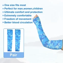 Unique Bargains Basketball Sports Camouflage Cooling Arm Elbow Compression Sleeve Light Blue 1 Pair -Outdoor Sports Series GUEST c6e39e66 e4ea 4a91 9003 058bafa1c349