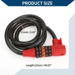 Unique Bargains Extended Bicycle Padlock Cable Lock Resettable 5 Digit Bike Lock Black Red 1 Set -Outdoor Sports Series GUEST c86c0d31 18d6 4f3f 86db d4554e129fa3