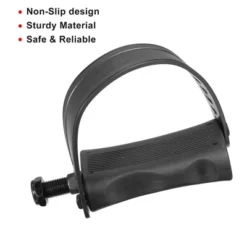 Unique Bargains Exercise Bike Pedals With Straps 1/2 Inch Spindle Cycling Parts 12.7mm Spindle Black 1 Pair