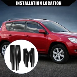 Upper Roof Rack Rails End Cap Protection Cover Shell For Toyota RAV4 2006-2012 Plastic 4 Pcs Black