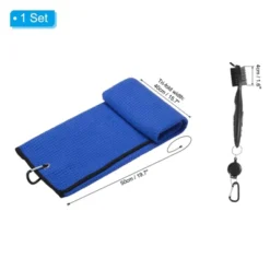 Unique Bargains Microfiber Waffle Tri-Fold Golf Towel With Groove Cleaner 1 Set 20"x16"