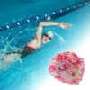 Unique Bargains Polyester Flower Pattern Swim Cap 5.91"x9.25" Pink White 1 Pc
