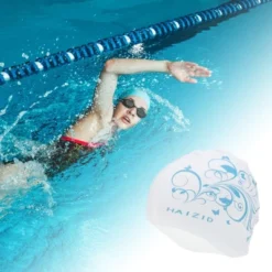 Unique Bargains Silicone Pansy Pattern Waterproof Swim Cap 1 Pc