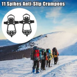 Unique Bargains Crampons Ice Cleats Shoes Spikes Grips Traction Black 1 Pair