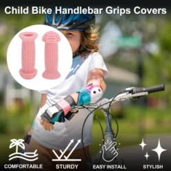 Unique Bargains Child Bike Handlebar Grips Covers 3.94" Pink 1 Pair
