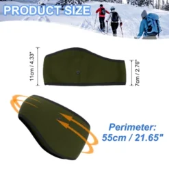 Unique Bargains Stretchy Winter Running Sweatband With Button Ear Warmer Headband