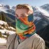 Unique Bargains Sunscreen Cloud Pattern Face Scarf Mask Orange 1 Pc