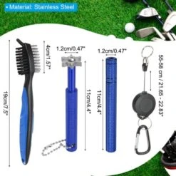 Unique Bargains Golf Clean Tool Set Brush And 2 Club Groove Sharpeners