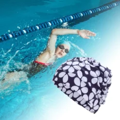 Unique Bargains Nylon Floral Pattern Swimming Cap 1 Pc
