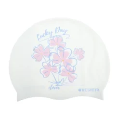 Unique Bargains Silicone Waterproof Lucky Clovers Swim Cap Blue Light Pink 1 Pc -Outdoor Sports Series GUEST df3dc3da 5a8c 41d0 9dc8 e47baac5687f