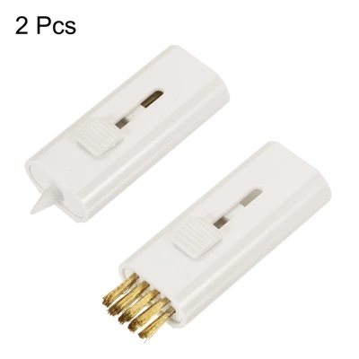 Unique Bargains Portable Retractable Double-sided Head Design Brass Wire Bristle With Clip Golf Club Brushes 2 Pcs White 2 Unique Bargains Portable Retractable Double-sided Head Design Brass Wire Bristle With Clip Golf Club Brushes 2 Pcs White - Image 2