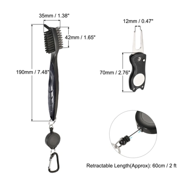 Unique Bargains Double-Sided Retractable Dust Groove Cleaning Golf Club Brush And Divot Tool Set 1 Unique Bargains Double-Sided Retractable Dust Groove Cleaning Golf Club Brush And Divot Tool Set