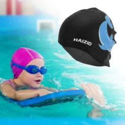 Unique Bargains Kid's Silicone Cartoon Dolphin Swim Cap 1 Pc