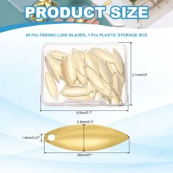 Unique Bargains Metal Curved Fishing Lure Blades With Plastic Storage Box 40 Pcs