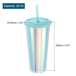 Unique Bargains Acrylic Insulated Double Wall Tumbler With Lid And Straw