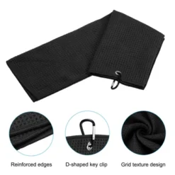 Unique Bargains Super Absorbent Waffle Pattern Tri-Fold Golf Towels With D Clips 3 Pcs -Outdoor Sports Series GUEST e929e70b 81d5 4928 a84c 32648d6e18db