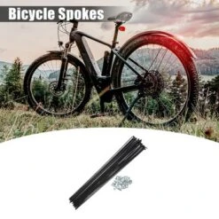 Unique Bargains 14G J Bend Bike Spokes With Nipples Steel Black 36 Pcs