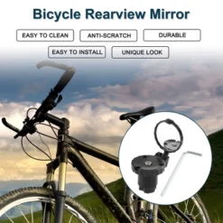 Bike Rearview Mirror 4.4x4cm Adjustable | Front Handlebar Bike Mirror Black With Mounting Accessories For Bicycle Mountain Road Bike 1 Set