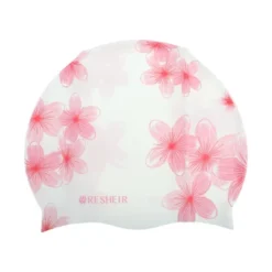 Unique Bargains Silicone Waterproof Cherry Blossoms Swim Cap Pink White 1 Pc -Outdoor Sports Series GUEST ee8239b7 43cd 402c 9cd7 ee1f7eaa041a