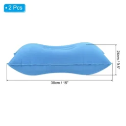 Unique Bargains Neck Support For Hiking Travel Flocked Inflatable Camping Pillows 2 Pcs 15" X 9.5"
