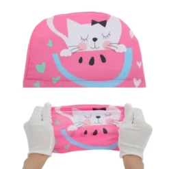 Unique Bargains Kid's Polyester Cats Pattern Swim Cap Pink White 1 Pc -Outdoor Sports Series GUEST f4b2a366 17c4 450a b3a1 78c195d41d14