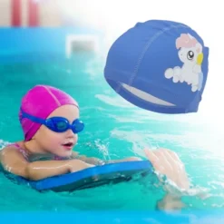 Unique Bargains Kid's Knitted PU Cartoon Horse Swim Cap 1 Pc