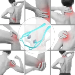 Unique Bargains Two Trigger Points Neck Shoulder Muscle Pain Ease PP TPR Handheld Neck Massager Blue Gray 1 Pcs