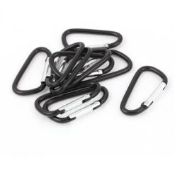 Unique Bargains Metal Hiking D-Ring Keychain Carabiner Hook Black 1.8" X 1" X 0.16" 10 Pcs
