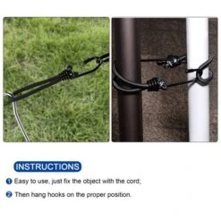 Unique Bargains Camping Outdoor Tent Elastic Rope With Hooks Black 6 Pcs -Outdoor Sports Series GUEST f752714f 74f2 4bb3 8b40 99e0708b20c7