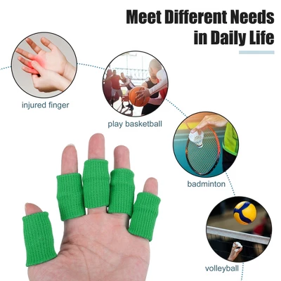 Unique Bargains Breathable Finger Sleeves Thumb Braces Support Elastic Compression Protectors Black Green 40pcs 2 Unique Bargains Breathable Finger Sleeves Thumb Braces Support Elastic Compression Protectors Black Green 40pcs - Image 2