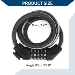 Unique Bargains Bike Lock 5 Digit Resettable Bike Cable Adjustable Bike Chain Lock Black 1 Set -Outdoor Sports Series GUEST fd43388b 008c 4690 98a3 c81970d30328