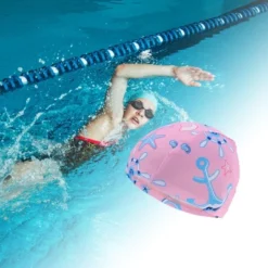 Unique Bargains Nylon Shell Pattern Swim Cap Pink 1 Pc